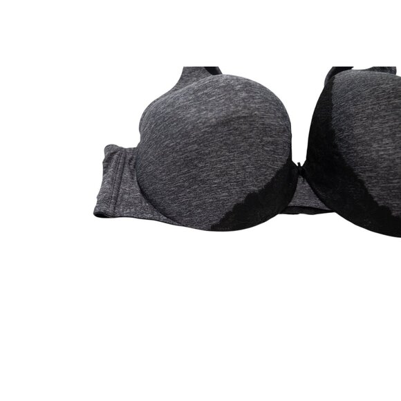 Lane Bryant Cacique T-Shirt Bra 46C Gray Lace Trim Lightly Lined Full Coverage - Picture 2 of 12